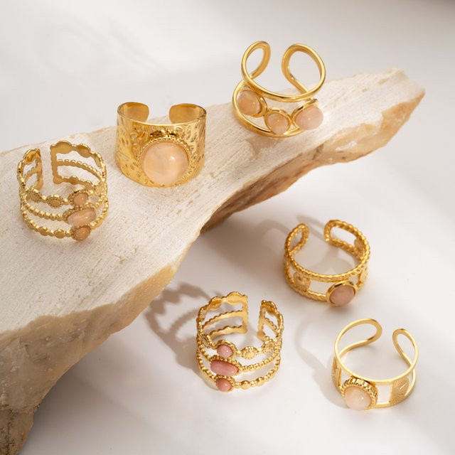 Ring Edelstahl, Gold, Kristall, Damen - Bild 1