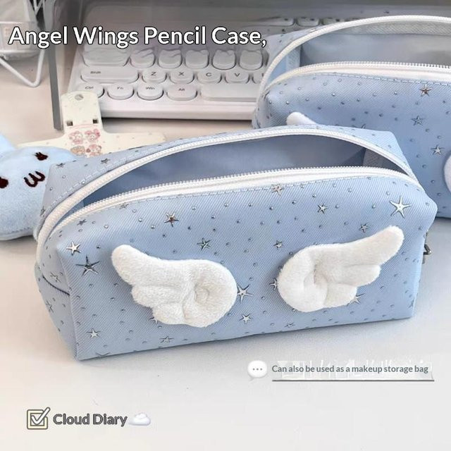 LuckyDay3 Federmäppchen mit Sternen und Flügeln in Blau, multifunktionales Schreibwaren-Etui mit großer Kapazität - Bild 1