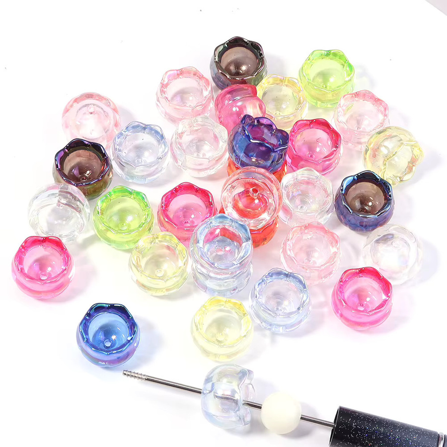 Louleur Acrylperlen Maiglöckchen, transparente Perlenkappe, 10 Stück - Bild 4