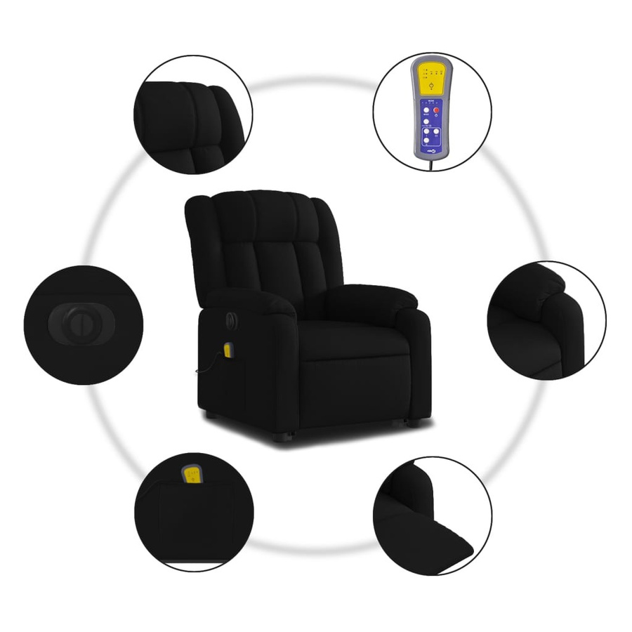 vidaXL Elektrischer Massagesessel mit Aufstehhilfe in Schwarz aus Stoff - Bild 3