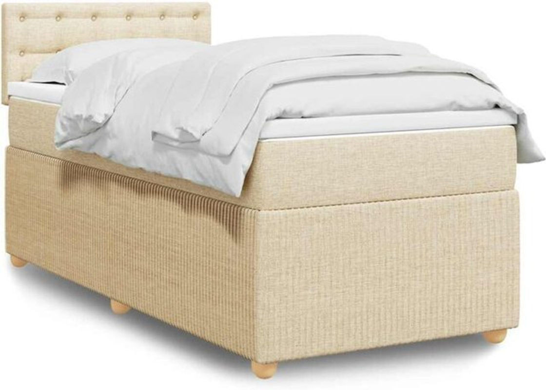 Vidaxl Boxspringbett mit Matratze in Beige aus Stoff, B/T/H: 90 x 190 x 100,5 cm - Bild 1