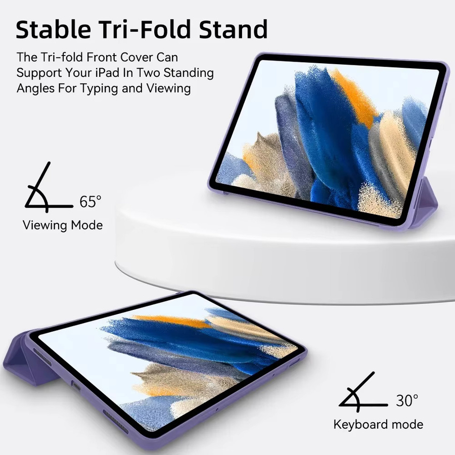 Samsung Silikonhülle mit Auto Sleep Wake Funktion für Galaxy Tab S9 S8 S7 S6 Lite Tab A9 A8 A7 Plus FE in Grün und Lila - Bild 4