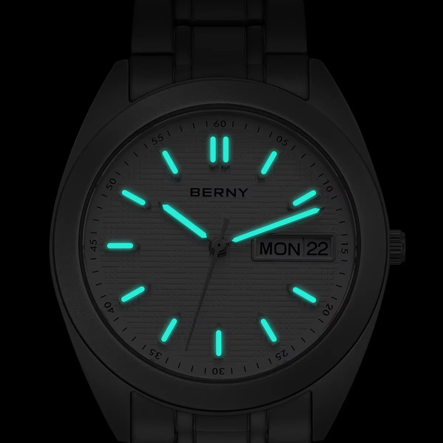 BERNY Armbanduhr Titan, Quarz, Saphirglas, Silber, Herren - Bild 4