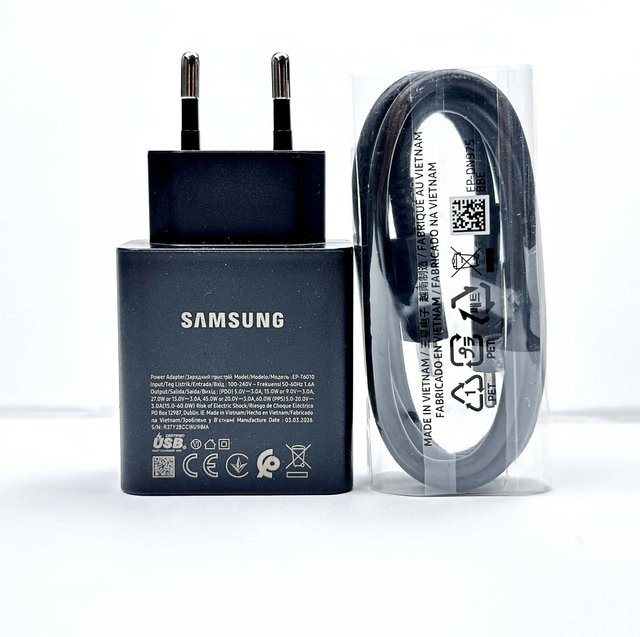 Samsung 60W PD Schnellladegerät mit USB-C-Kabel in Schwarz - Bild 1