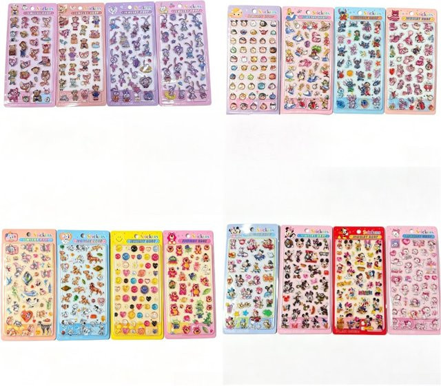 52TOYS 4er Set Kawaii 3D-Kristall-Relief-Aufkleber mit Mickey Mouse und Dumbo Motiven in Multicolour zur Handyhüllen-Dekoration - Bild 1