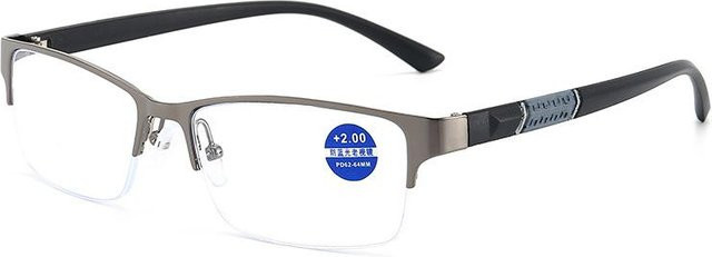 Unisex Lesebrille Halbrahmen, Metall, rechteckig, grau - Bild 1