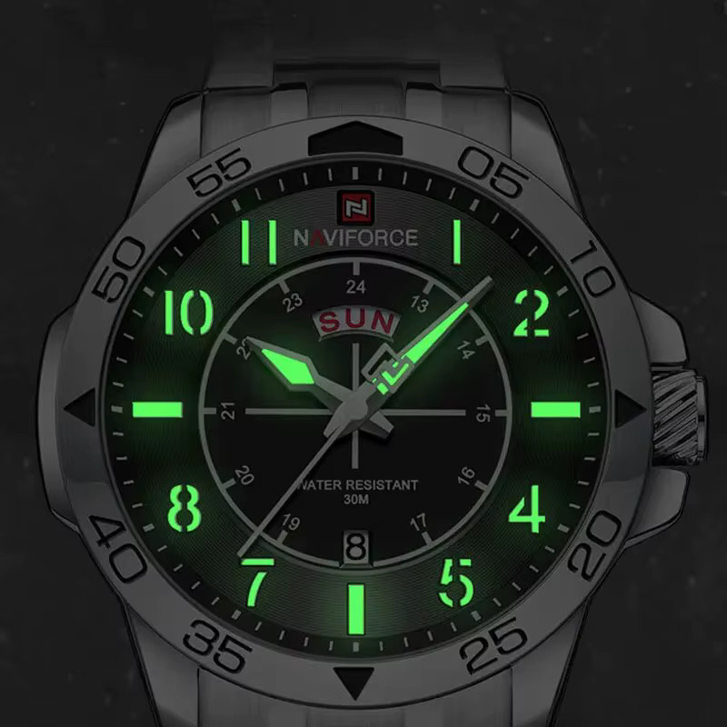 Navi force Armbanduhr, Quarz, Edelstahl, Schwarz, Silber, Herren - Bild 3