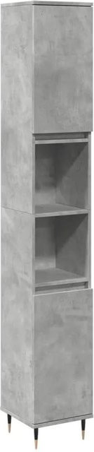 vidaXL Badschrank in Betongrau im industriellen Stil mit Türen und offenen Regalen, B/T/H: 30 x 30 x 190 cm - Bild 1
