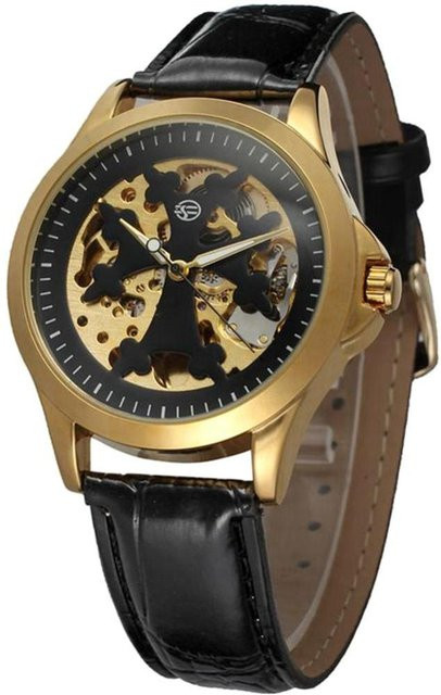 FORSINING Armbanduhr, Automatik, Skelett, Kunststoff, Schwarz, Gold, Herren - Bild 1