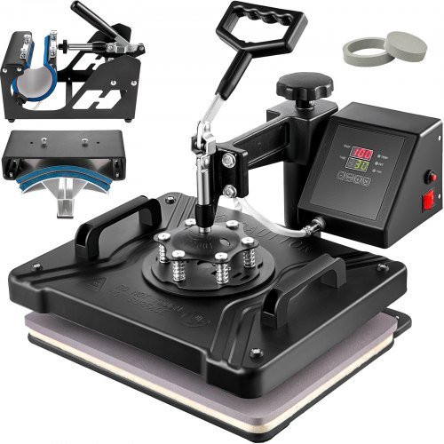 VEVOR 5 in 1 Transferpresse Heißpresse Maschine mit digitalem LED-Temperatur- und Zeitcontroller, Schwarz - Bild 1