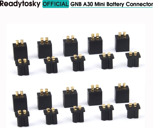 Gnb A30 Mini Batterie Stecker Set mit Kupferrohr-Eckern für RC 1S Hohlbecher und Drohnen in Schwarz - Bild 1