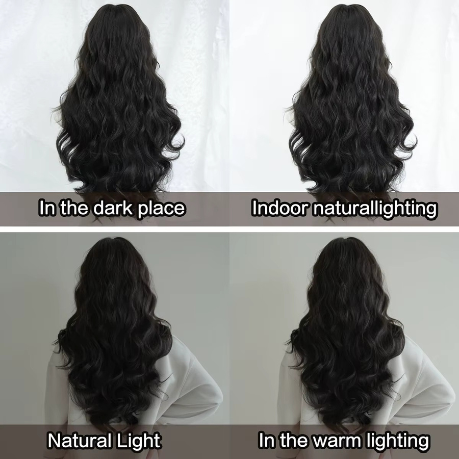 7JHH WIGS Perücke, lange lockige Wellen, schwarzbraun, Damen - Bild 3