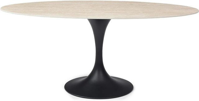 Maison Céphy Esstisch Elva aus Keramik und Metall in Schwarz und Beige, Breite: 180 cm - Bild 1