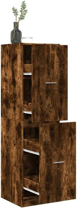 Apothekerschrank vidaxl in Räuchereiche aus Holzwerkstoff mit Auszügen und Türen, B/T/H: 40 x 41 x 144,5 cm - Bild 1