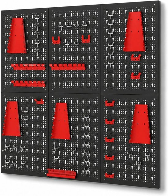 PROREGAL Werkzeug Lochwand Set ARES aus Metall in Schwarz mit 58 Haken und Halterungen, B: 240 cm, H: 60 cm - Bild 1