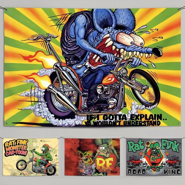 Rat Fink Stoffflagge Minimalistisches Outdoor-Gartenbanner Multicolor Breite: 80 cm, Höhe: 80 cm - Bild 1