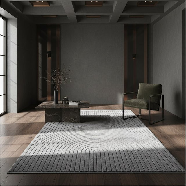 Outdoor Teppich ENGADIN von Kadima Design in Silber, Skandi-Stil mit 3D-Design, B/T: 140 x 200 cm - Bild 1