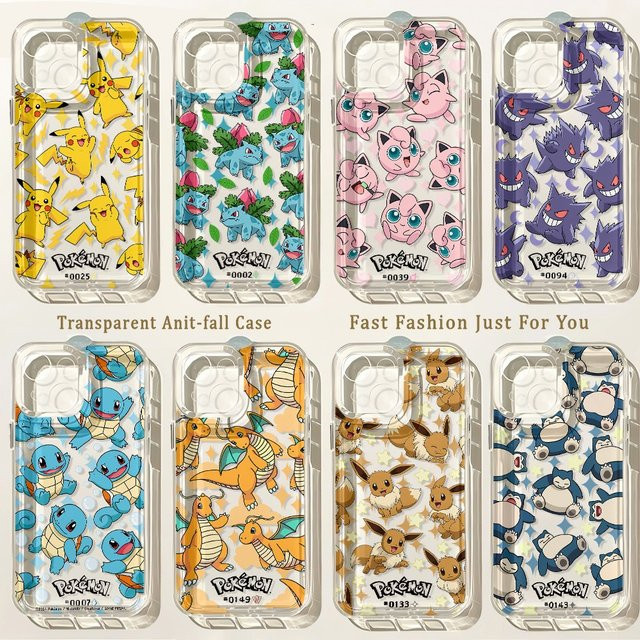 Bandai Anime Pokémon Handyhülle für iPhone 17 16 15 14 13 12 11 Pro Max Plus X XR XS Transparent - Bild 1