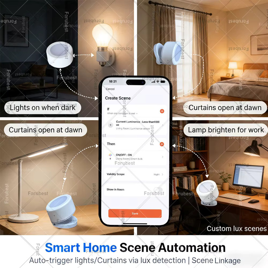 Tuya ZigBee Lichtsensor zur Smart Home Automation mit App-Steuerung in Weiß - Bild 3