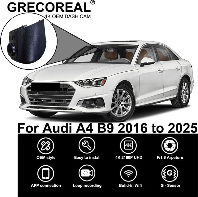 GRECOREAL 4K Dash Cam Dual Dashcam Set mit WiFi und App-Steuerung in Schwarz, kompatibel mit Audi A4 B9 - Bild 1