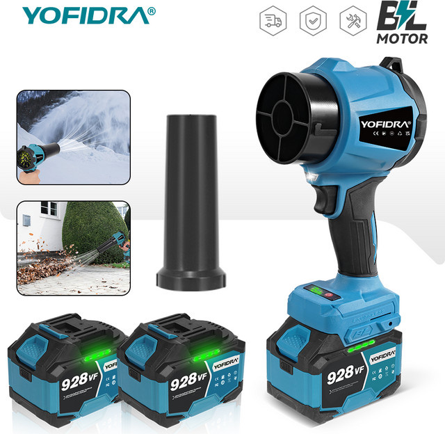 YOFIDRA Bürstenloser Elektrischer Turbo-Lüfter Blau, Handgehaltene Staubluftpistole mit 330000RPM und 350M/S für Makita 21V Akku - Bild 1