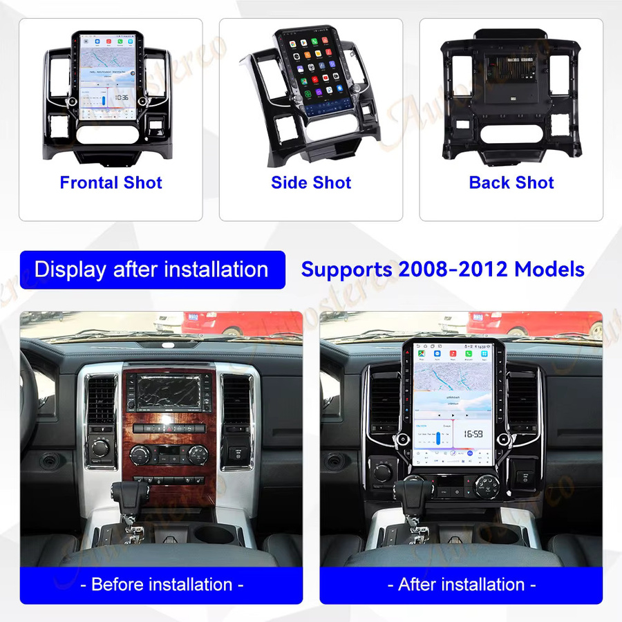 ZWNAV Android Carplay Multimedia Player im Tesla Stil für Dodge RAM 2008-2012 mit 14,5 Zoll Display und GPS, Schwarz - Bild 2