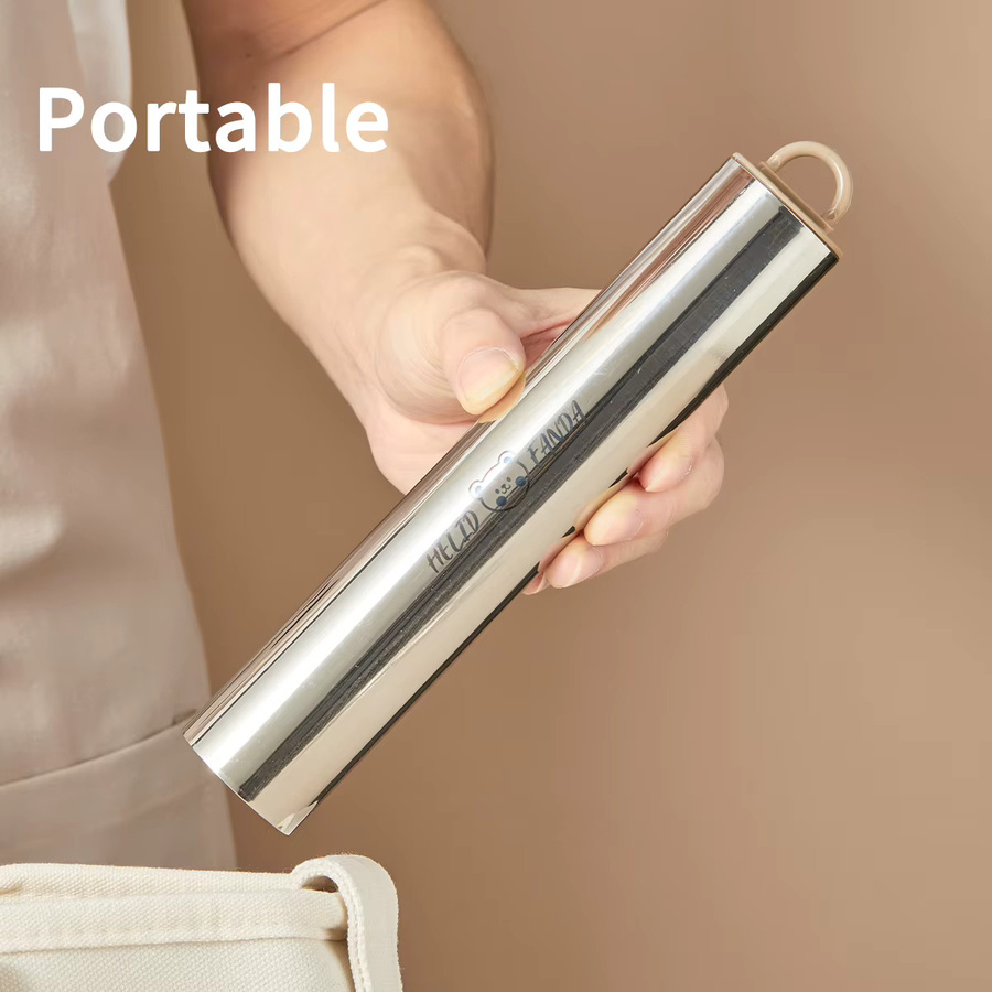 WORTHBUY Tragbares Besteckset aus Edelstahl mit Aufbewahrungskoffer in Beige und Silber, bestehend aus Gabel, Löffel und Essstäbchen für Camping und unterwegs - Bild 2
