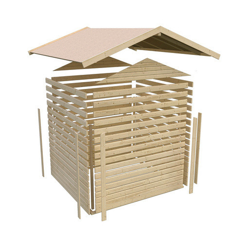 KARIBU Gartenhaus Talkau aus Holz in Beige, B/H/T: 304 x 238 x 304 cm - Bild 3
