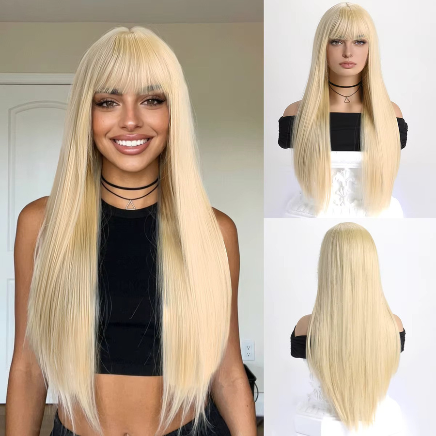 MAISI Perücke mit Pony, lang, gerade, hitzebeständig, synthetisch, Damen - Bild 1