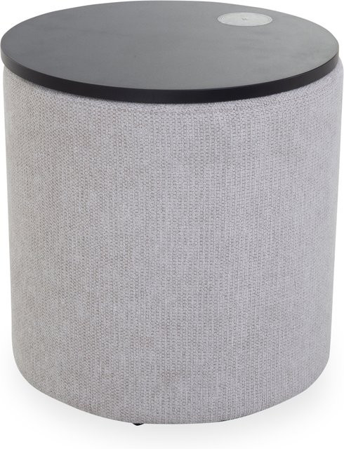 Nachtkommode MONDO Tonne in Braun aus Holz und Stoff, Modernes Design für dein Schlafzimmer, B/T/H: 48,0 x 48,0 x 15,0 cm - Bild 1