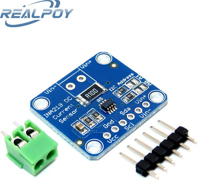 REALPOY MCU-219 INA219 I2C-Schnittstellen Zero-Drift bidirektionales Strom- und Leistungsüberwachungssensormodul in Blau - Bild 1
