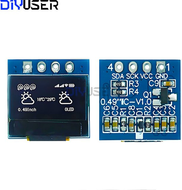 DIYUSER 0,49 Zoll OLED-Display LCD-Modul Weiß mit I2C IIC Schnittstelle und SSD1306 Treiber für AVR STM32 - Bild 1