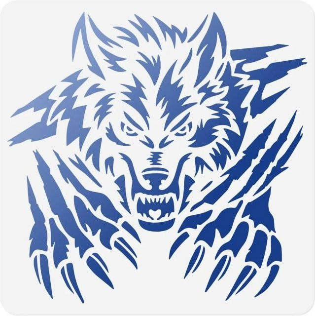 Wiederverwendbare Wolfskopf Schablone aus Kunststoff für Holzverbrennung und Craft Art, B/B/B: 30,0 x 30,0 x 30,0 cm - Bild 1