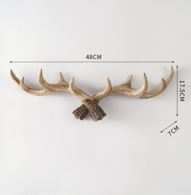Zhongrong Hirschgeweih Wandhaken im Vintage-Stil, Nordische Geweih-Statue als Schlüsselhalter und Mantelhalter, Farbe: Beige/Braun - Bild 1