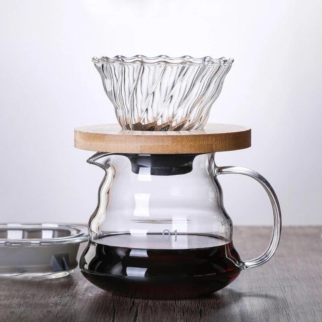 NooLim Kaffee-Glasfilter-Set mit Kanne aus transparentem Hochborosilikatglas im japanischen Stil, 300 ml - Bild 1