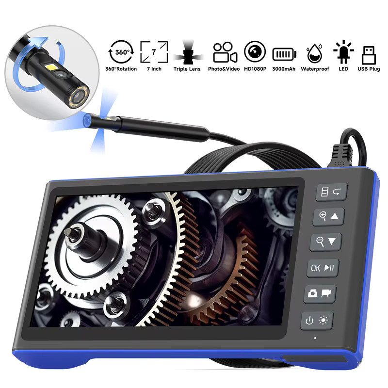 ILIHOME Auto Inspektion Endoskop Kamera mit 7 Zoll IPS-Bildschirm, 360 Grad Auto Rotate, Dual Triple Lens und LEDs, wasserdicht, inklusive TF Karte - Bild 7