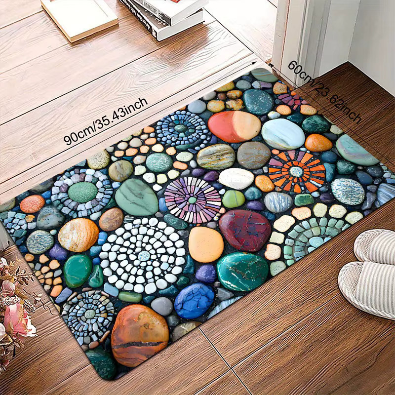 VIKAMA Fußmatte im Kieselstein-Design, bunter Teppich für Küche und Badezimmer, B/T: 60 x 40 cm - Bild 4