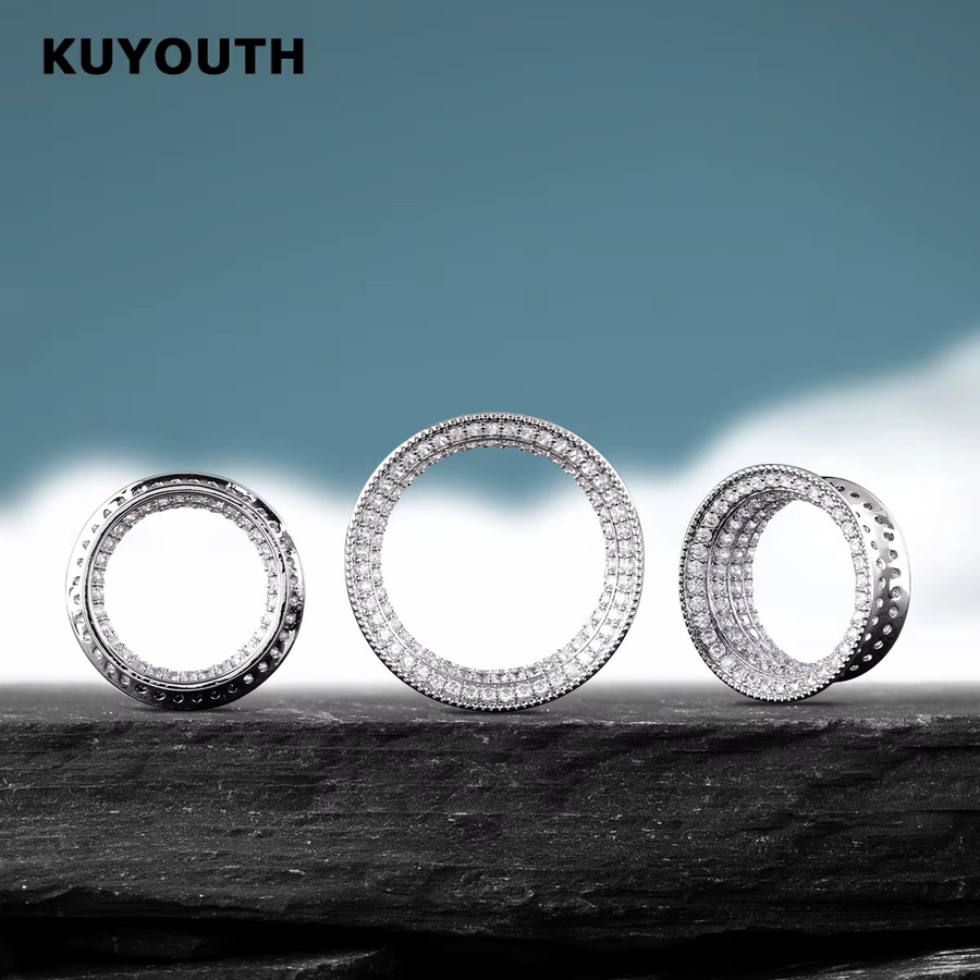 KUYOUTH Ohr-Tunnel-Plugs, Kristall, Silber, Unisex - Bild 2