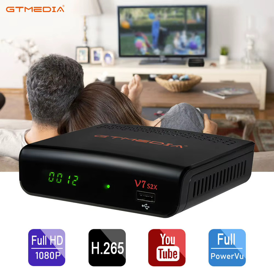 GTMEDIA V7 S2X TV-Empfänger Full HD 1080P Digital DVB-S2X Satelliten-Decoder mit WLAN und USB in Schwarz - Bild 2
