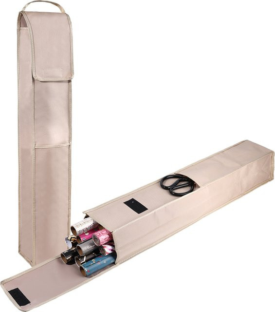 Geschenkpapier-Aufbewahrungstasche aus Oxford-Stoff in Beige mit mehreren Taschen für Bastelbedarf und Poster - Bild 1