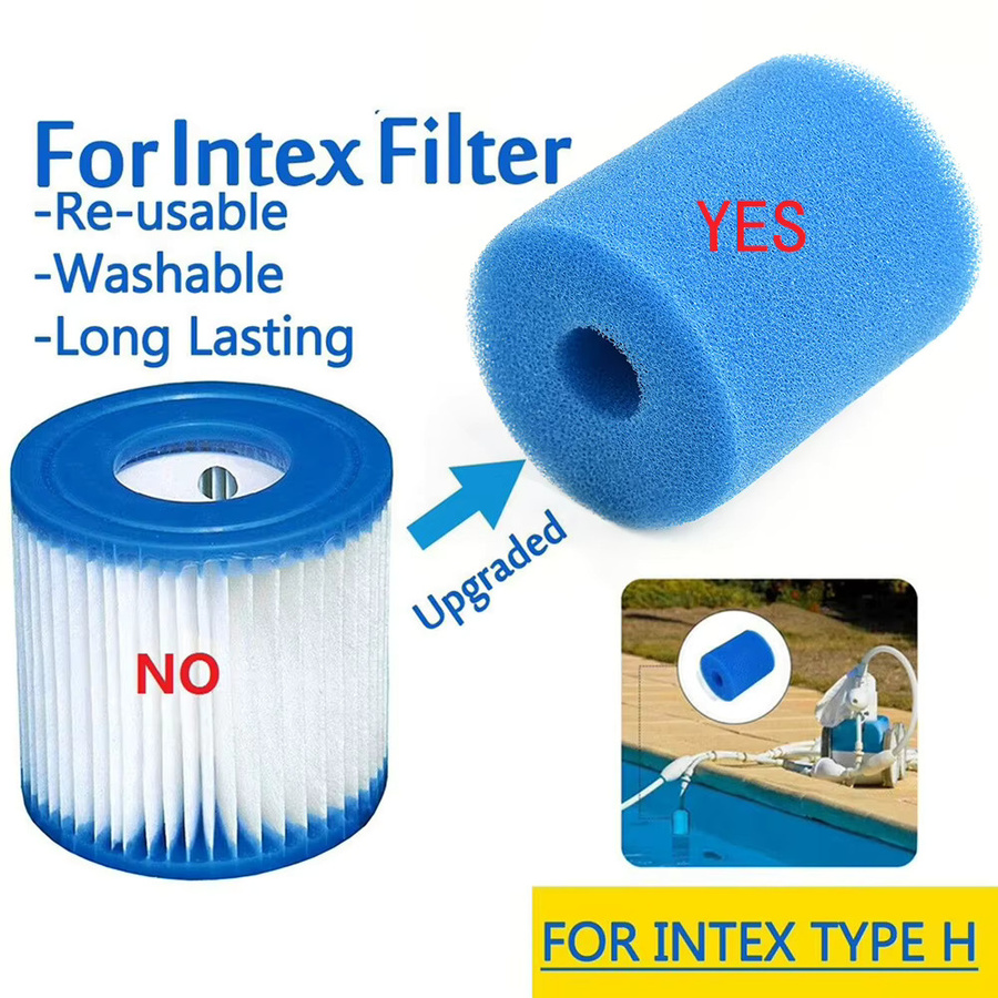 Intex Schwimmbadfilter Kartusche Typ H in Blau, wiederverwendbare Schaumstoffkartusche für die Poolfiltration - Bild 2