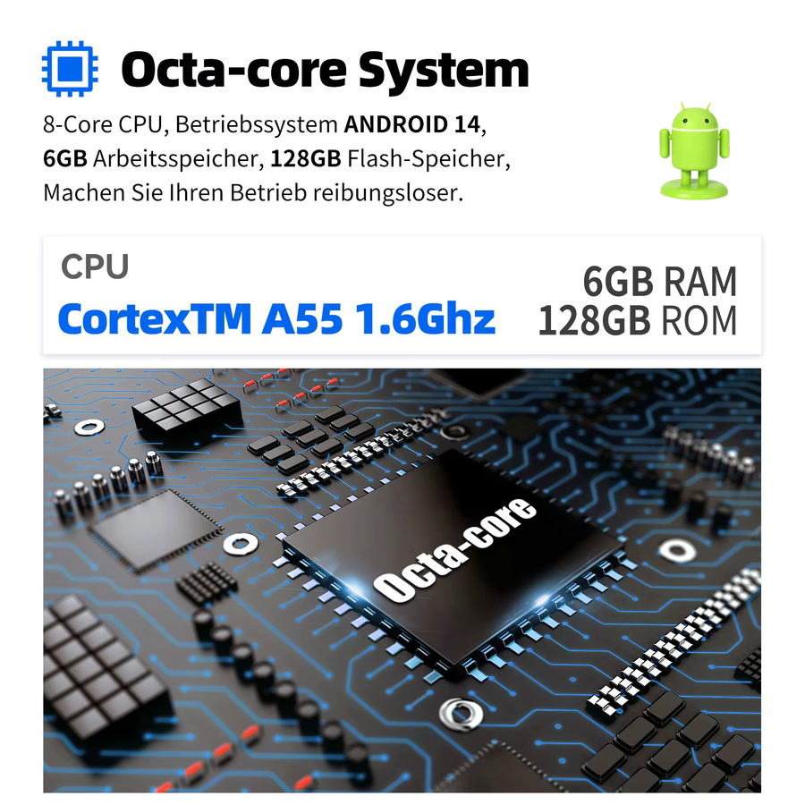 ESSGOO Universelles 2DIN Android 15 Autoradio mit 6+128G Speicher, Kabelloses Carplay und Android Auto, Schwarz, mit GPS, WLAN, Bluetooth und 4G Unterstützung - Bild 7