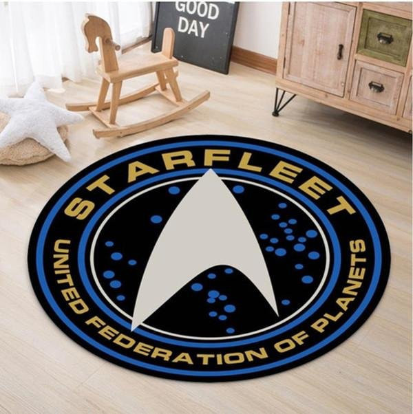 Star Trek Runder Teppich YangJOJO in Schwarz, Dekorativer Wohnzimmer-Teppich aus Polyester, Durchmesser: 100 cm - Bild 1