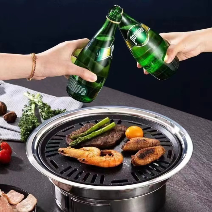 FEB.WIND Multifunktionaler Holzkohlegrill aus Edelstahl in Silber, Tragbarer Koreanischer BBQ-Tischgrill für Camping und Haushalt - Bild 4