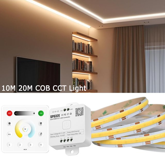 CENFAYA COB LED-Streifen-Set mit Bluetooth und RF-Touch-Fernbedienung, CCT dimmbar, 24V, Weiß - Bild 1
