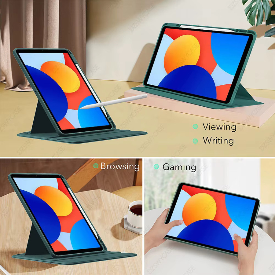 DZSWYCASE Schutzhülle für Xiaomi Redmi Pad SE 8,7 Zoll in Transparent Grün mit Stifthalter, 360 Grad drehbarem Ständer und automatischer Aufwach- und Schlaffunktion - Bild 6