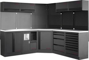 Kraftwerk MOBILIO BLK 5er Kombi aus Edelstahl in Schwarz und Weiß, abschließbar mit Türen, freistehend, B: 200 cm, H: 48,8 cm, T: 13 cm - Bild 1