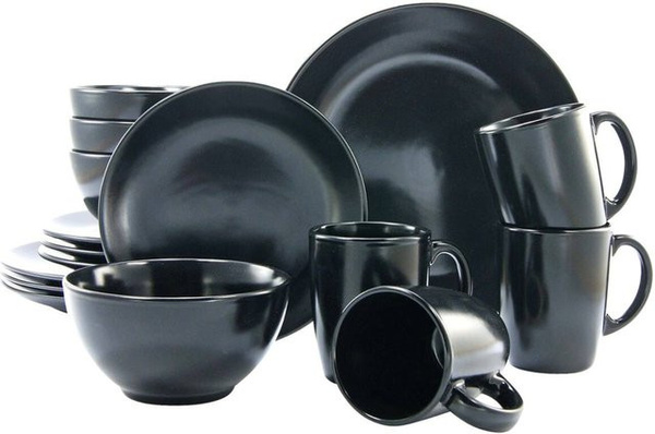 CreaTable Kombiservice aus Steingut in Schwarz Matt