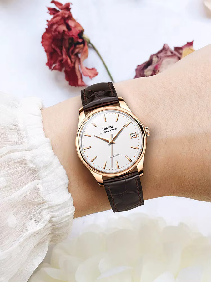 LOBINNI Armbanduhr Automatik, Edelstahl, Roségold, Saphirglas, Damen - Bild 2