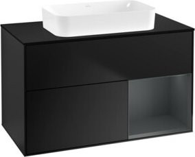 V&B Waschtischunterschrank Finion mit Wandbeleuchtung in Blau Lackiert, Breite: 100 cm, Tiefe: 60,3 cm - Bild 1